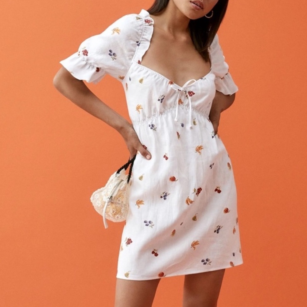 Reformation White Floral Mini Dress